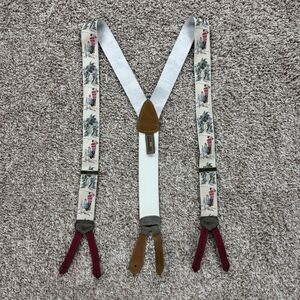 Trafalgar Golf Suspenders Mens Button End Golfer Scene Tapestry Leather Trim